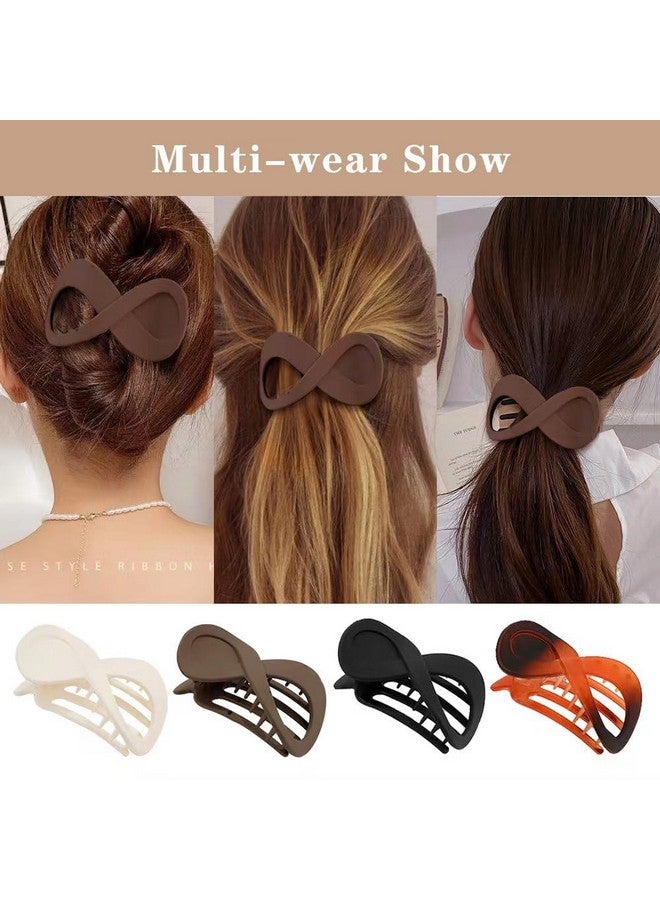 Ahoney 3.3 Flat Hair Clips For Women 4Pcs Lay Down Claw Clips For Thick/Thin Hair Banana Clip French Hair Pin Hair Barrettes For Styling Hair Accessories For Women (Black/Amber/Brown/White) - Image 2
