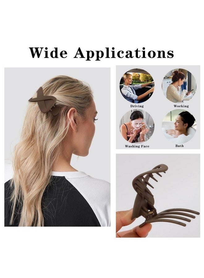 Ahoney 3.3 Flat Hair Clips For Women 4Pcs Lay Down Claw Clips For Thick/Thin Hair Banana Clip French Hair Pin Hair Barrettes For Styling Hair Accessories For Women (Black/Amber/Brown/White) - Image 5