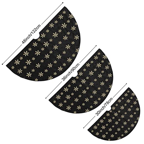 Amidaky Christmas Tree Skirt Black 30 Inch Faux Fur with Gold Glitter Snowflake Soft Fluffy Tree Skirt for Christmas Party Decoration, Black Gold Snowflake - Image 5
