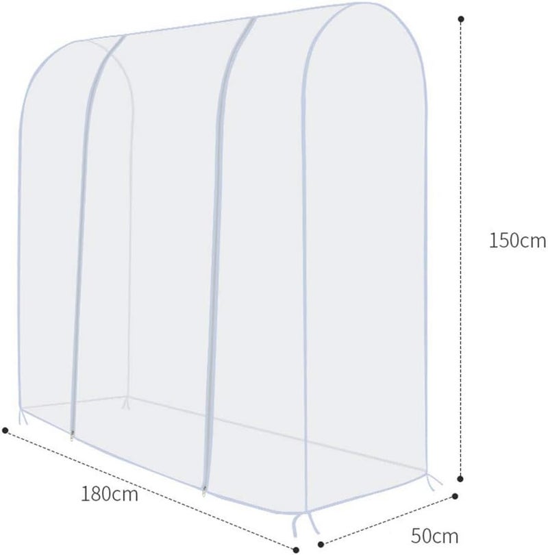 TzBBL غطاء رف الملابس، أبيض، مقاس 71 × 20 × 52 بوصة (180 × 50 × 133 سم)، إغلاق بسحاب، مادة PEVA، مقاوم للغبار، مقاوم للماء، مضاد للكهرباء الساكنة، قابل للغسل - Image 3