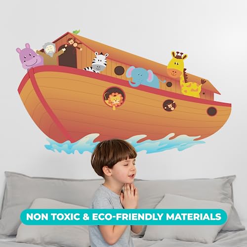 EGD Noah Ark Wall Decor I Wall Decal for Nursery I Religion Classroom Decorations I Baby Boy or Girl I Bible Stories for Kids I Jungle Animals for Cute Room Decor (Wide 22" x 14" Height) - Image 5