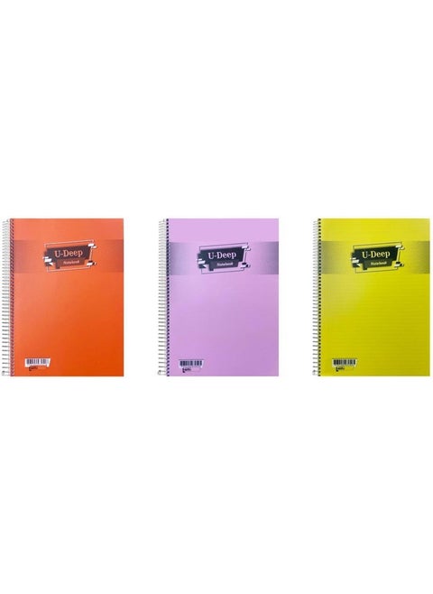 U-Deep A4 Spiral Notebook Pp. Cover 120 Yp. 2 Checkered + 1 Striped