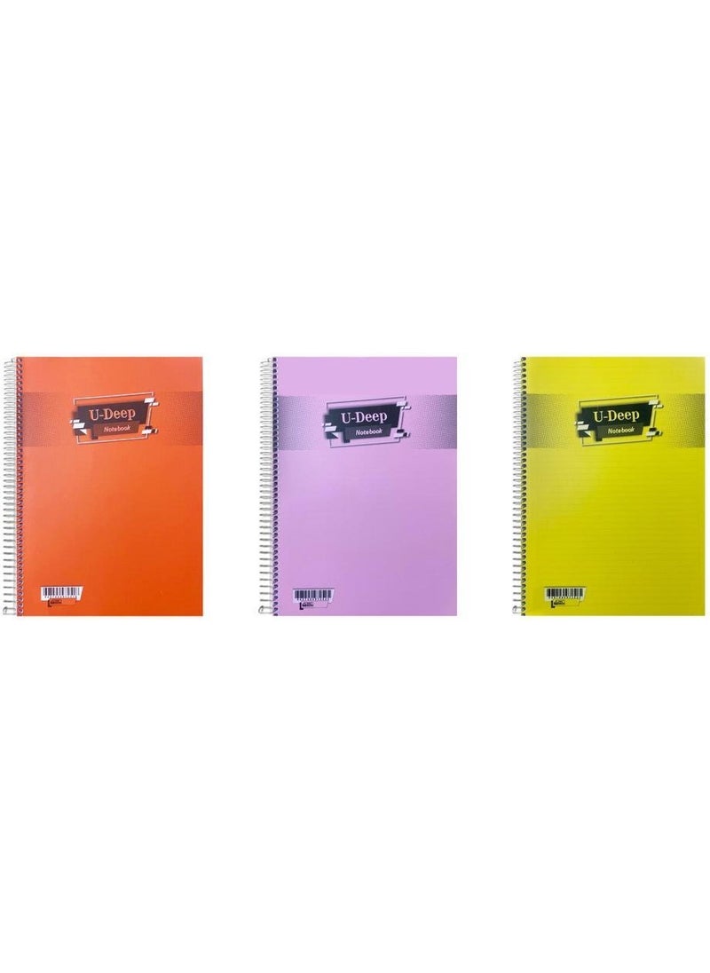 Umut U-Deep A4 Spiral Notebook Pp. Cover 120 Yp. 2 Checkered + 1 Striped 