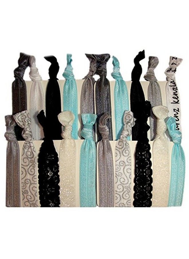 Kenz Laurenz - Hair Ties Ponytail Holders 20 Pack"Bridal Lace Silver Glitter" No Crease Ouchless Elastic Styling Accessories Pony Tail Elastics Holder Ribbon Bands By - Image 1