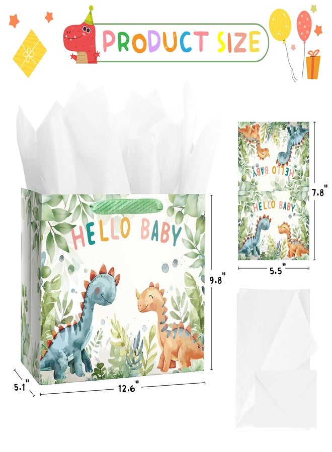 Linelglobal Dinosaur Gift Bag with Tissue Paper – Perfect for Boys, Girls, Kids' Birthdays & Baby Showers - Image 2