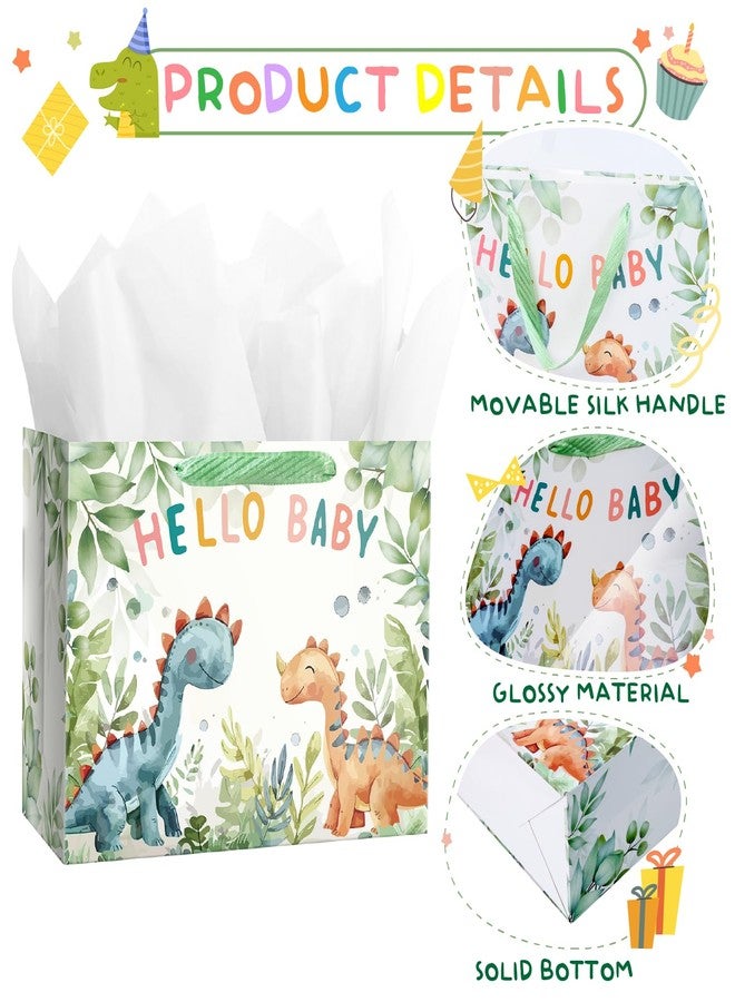 Linelglobal Dinosaur Gift Bag with Tissue Paper – Perfect for Boys, Girls, Kids' Birthdays & Baby Showers - Image 3
