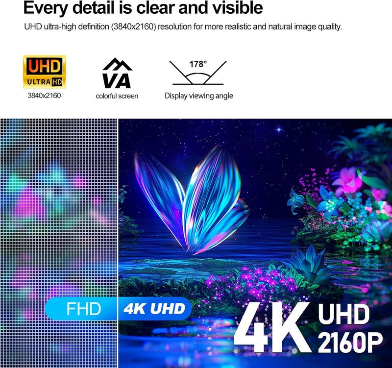 Gawfolk شاشة Gawfolk مقاس 32 بوصة، دقة 4K، تردد 60 هرتز، فائقة النحافة بدون إطار، شاشة عرض UHD (3840×2160)، تغطية sRGB 100%، سطوع 300 cd/m²، مناسبة للترفيه والمكتب والفيديو وتصميم الصور - Image 2