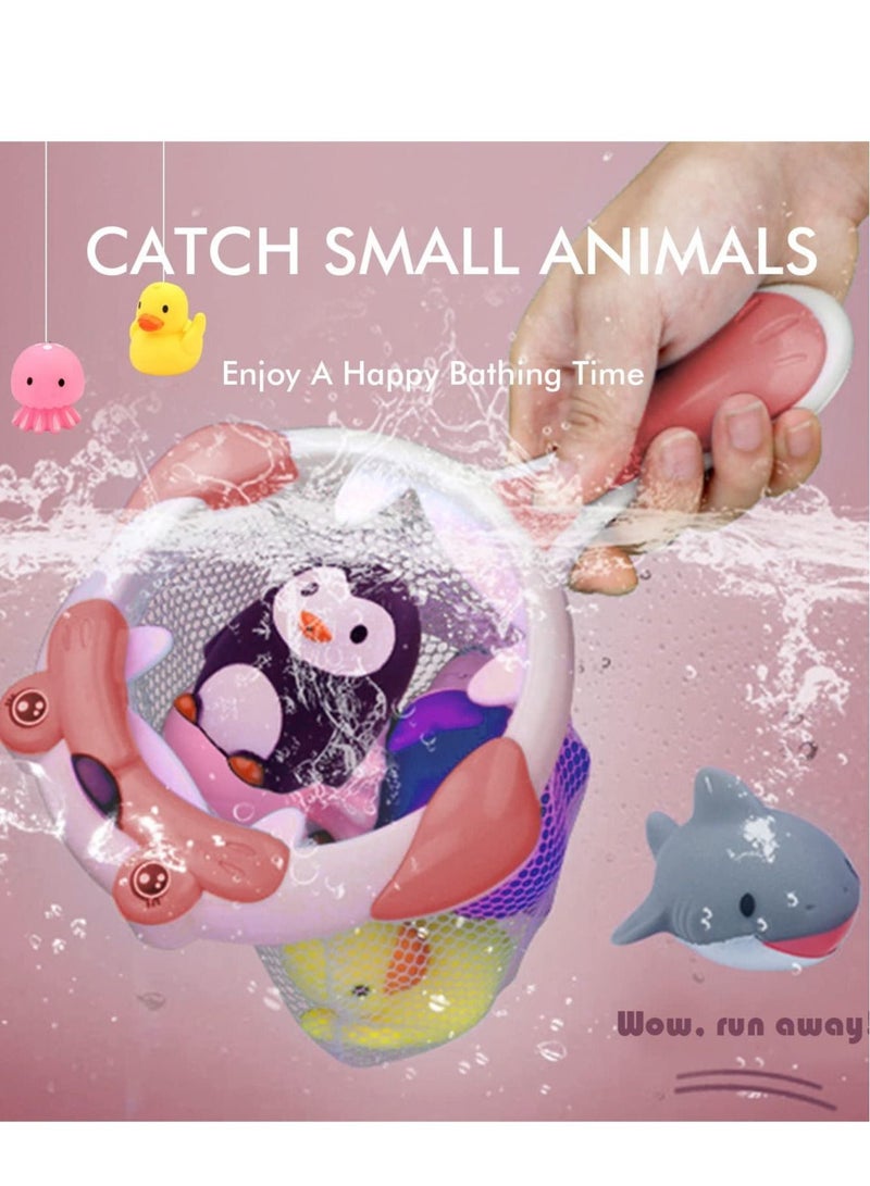 8 PCS Bath Toys Floating Wind Up Toy Mold Free Bathtub Toy For Kids Infant Scoop Net Fish Pool Toys With Spray - Image 4