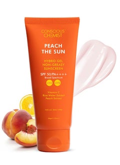 CONSCIOUS CHEMIST SPF 50 PA++++ Sunscreen | 50g | For Oily Skin, Gel With Vitamin C, Rice Water & Peach Extract | Hybrid Lightweight for All Skin Types  - Image 1