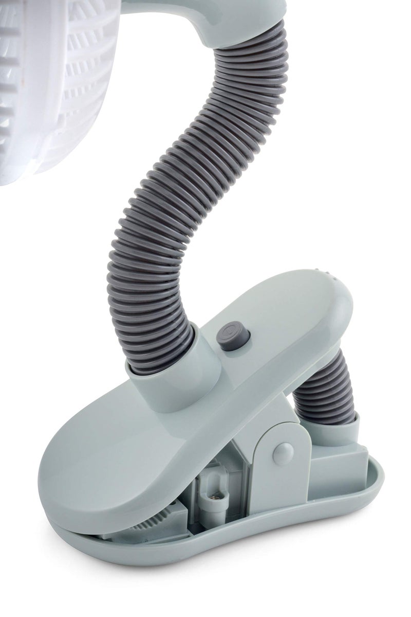 O2COOL 4 Inch Clip On Stroller Fan, Portable Battery Operated for Outdoor, Car Seat and Baby Crib. Flexible Neck and Adjustable Head for Multi-directional Cooling (Grey) - Image 3