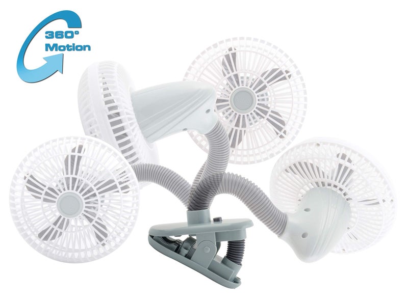 O2COOL 4 Inch Clip On Stroller Fan, Portable Battery Operated for Outdoor, Car Seat and Baby Crib. Flexible Neck and Adjustable Head for Multi-directional Cooling (Grey) - Image 2