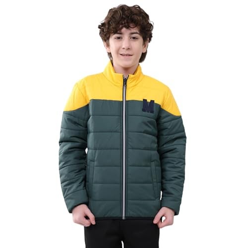 Monte Carlo Boys’ Regular Fit Jacket | Solid Pattern | Mock Neck | Full Sleeves | Zip Closure | Cozy Stylish Warm Winter Casual Jacket For Boys Green 7-8 YR (Pack Of 1) - Image 1