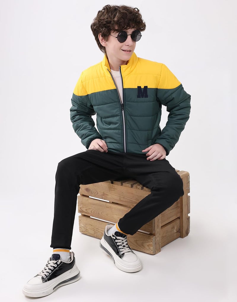 Monte Carlo Boys’ Regular Fit Jacket | Solid Pattern | Mock Neck | Full Sleeves | Zip Closure | Cozy Stylish Warm Winter Casual Jacket For Boys Green 7-8 YR (Pack Of 1) - Image 5