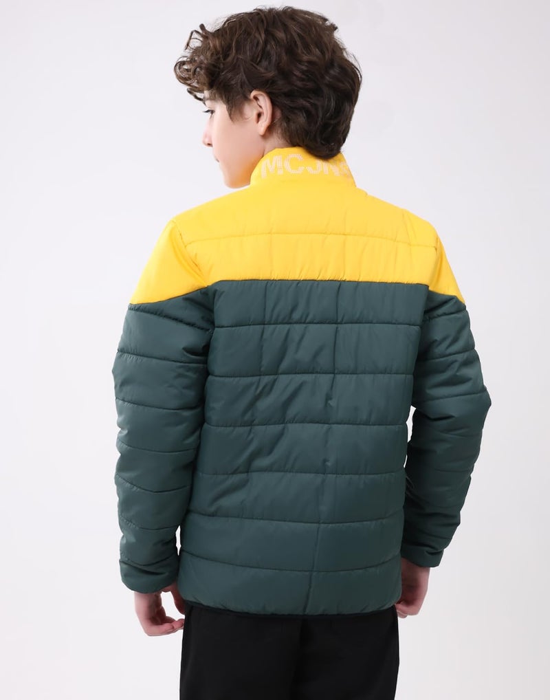 Monte Carlo Boys’ Regular Fit Jacket | Solid Pattern | Mock Neck | Full Sleeves | Zip Closure | Cozy Stylish Warm Winter Casual Jacket For Boys Green 7-8 YR (Pack Of 1) - Image 4