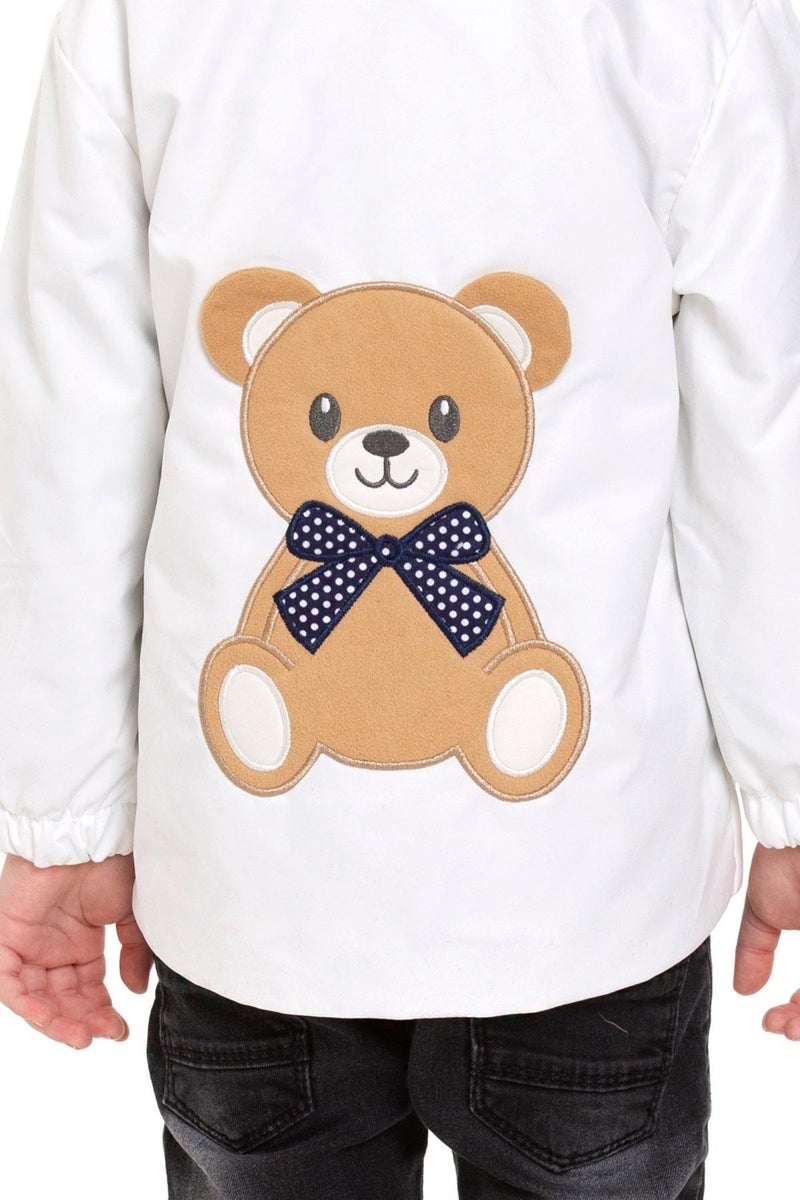 Zepkids Hooded Long Sleeve Bear Printed White Color Boy Raincoat  - Image 4