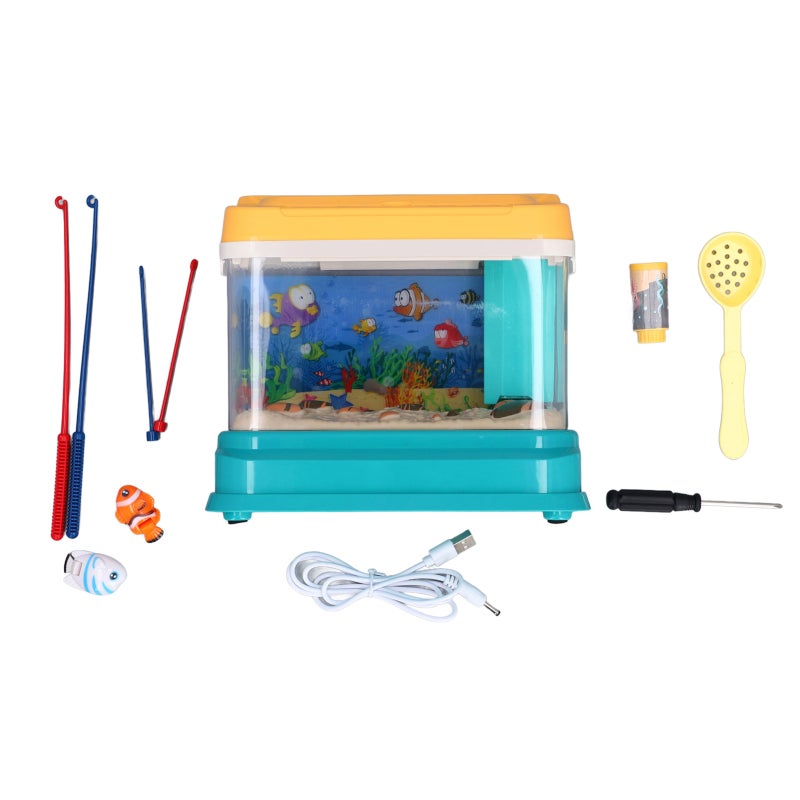 Magnetic Fishing Toy Electric Music Lights Interactive Aquarium Toy - Safe Reliable Material Simulation Aquarium for Toddlers Kids Parent Child Bonding Play - Image 1