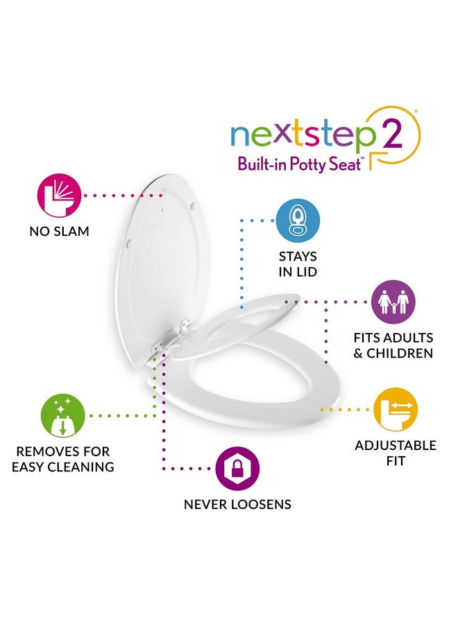 مايفاير مقعد مرحاض Mayfair NextStep2 مع مقعد تدريب مدمج للأطفال الصغار على استخدام المرحاض، إغلاق بطيء، سهل التنظيف، مقعد أطفال قابل للإزالة مغناطيسيًا، ممدود، لون بسكويت - Image 1