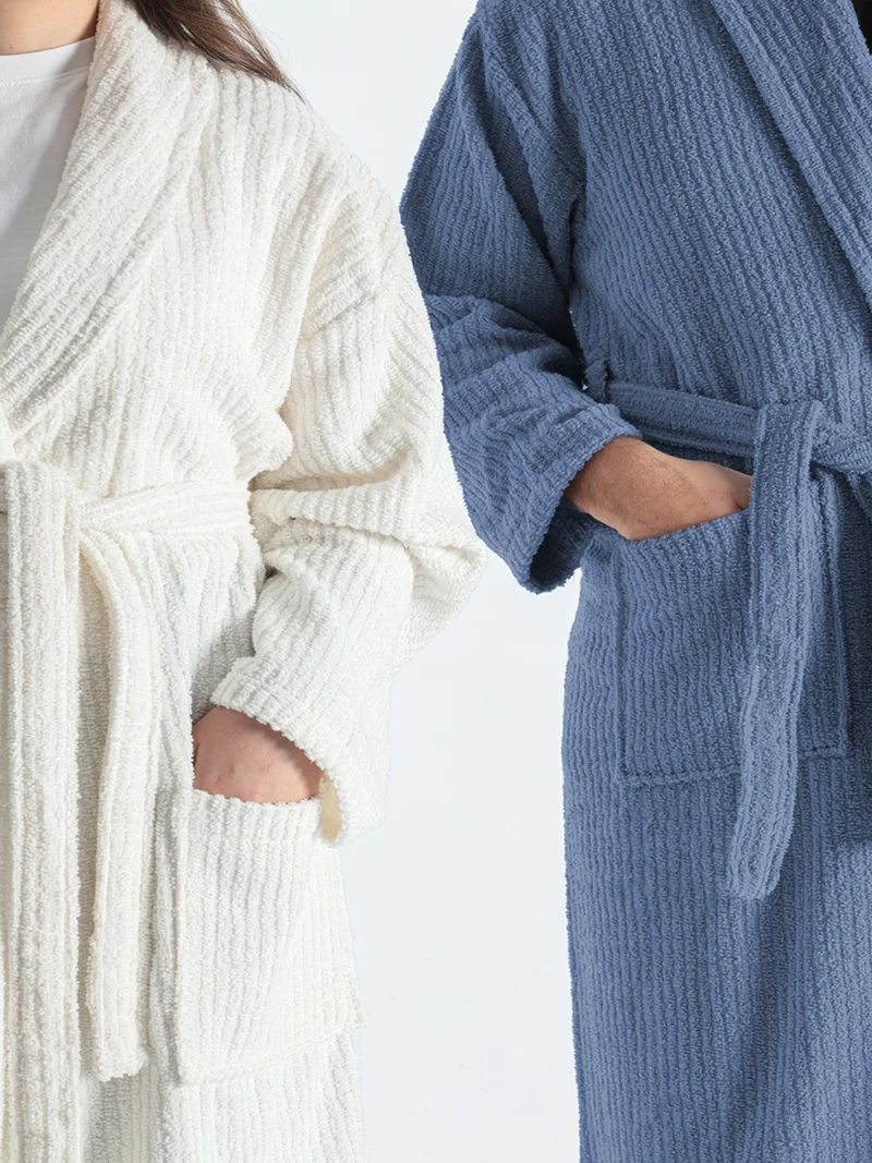 فافورا Line luxury 8 piece family bathrobe set - indigo - cream