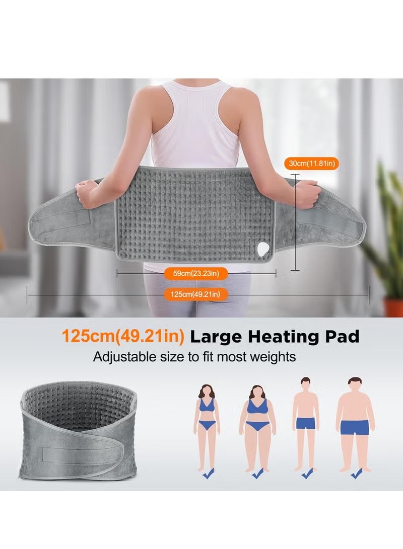 XUN Electric Heating Pad for Back Pain Relief with Adjustable Belt, 9 Heat Levels & 4 Timer Auto Off, Fast Soft Heat Pad for Cramps, Lumbar, Neck, Shoulder – A Warm Gift for Family - Image 3