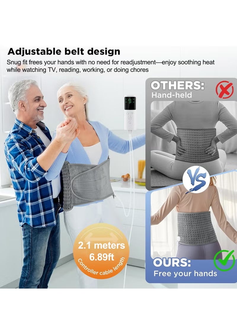 XUN Electric Heating Pad for Back Pain Relief with Adjustable Belt, 9 Heat Levels & 4 Timer Auto Off, Fast Soft Heat Pad for Cramps, Lumbar, Neck, Shoulder – A Warm Gift for Family - Image 2