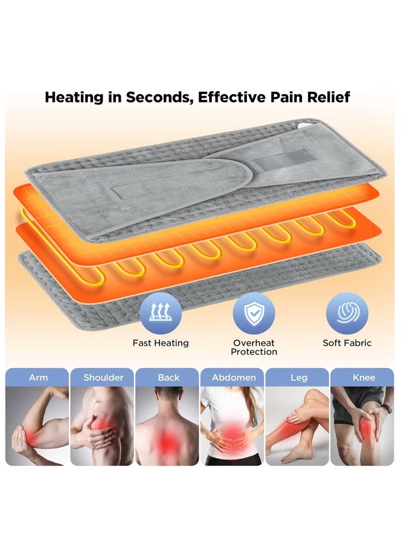 XUN Electric Heating Pad for Back Pain Relief with Adjustable Belt, 9 Heat Levels & 4 Timer Auto Off, Fast Soft Heat Pad for Cramps, Lumbar, Neck, Shoulder – A Warm Gift for Family - Image 4