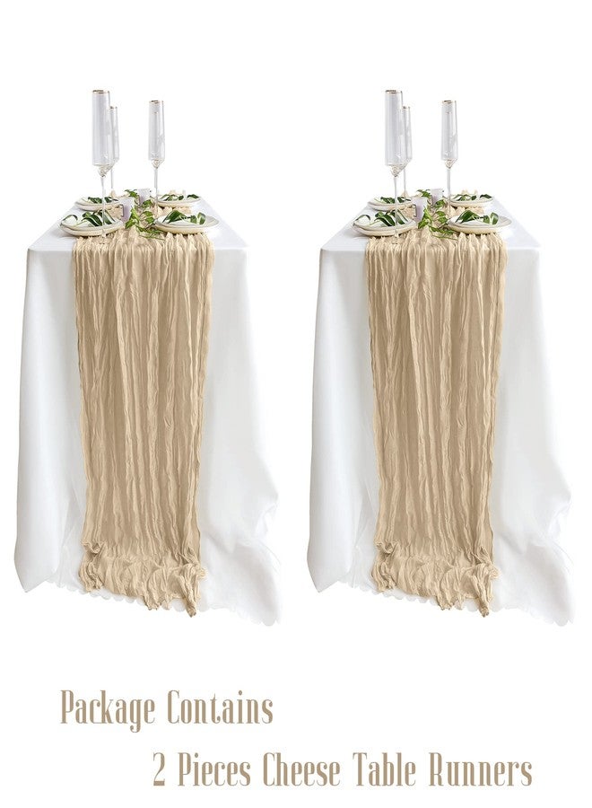 eQFeast 2 Pack Champagne Cheesecloth Table Runners, 10Ft Gauze Table Runner Rustic Wedding Cheese Cloths Decor for Bridal Baby Shower Birthday Party Centerpiece Thanksgiving Decorations - Image 4