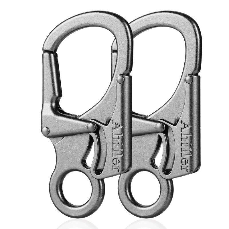 Ahiller Carabiner Clip, Double Anti-Misopening Locking Design, 3" Zinc Alloy Heavy Keychain for Outdoor Camping Hiking, Key Ring Clip (Gunmetal-2P) - Image 1