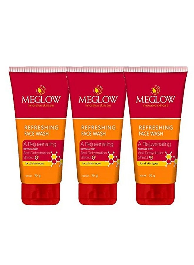 MEGLOW Refreshing Face Wash With A Rejuvenating Formula With Anti Dehydration Shield ;; Suitable For All Skin Type ;; Helps To Soft Smooth And Refreshed Skin 70G Each Pack Of 3 ( Men & Women ) - Image 3