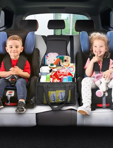 YOHOOLYO Car Seat Organizer Backseat Car Organizer with 4 Compartments, 4 Cup Holders and 7 Mesh Pockets for Front and Rear Seat, Black - Image 2