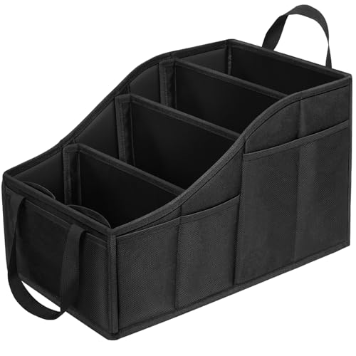 YOHOOLYO Car Seat Organizer Backseat Car Organizer with 4 Compartments, 4 Cup Holders and 7 Mesh Pockets for Front and Rear Seat, Black - Image 1