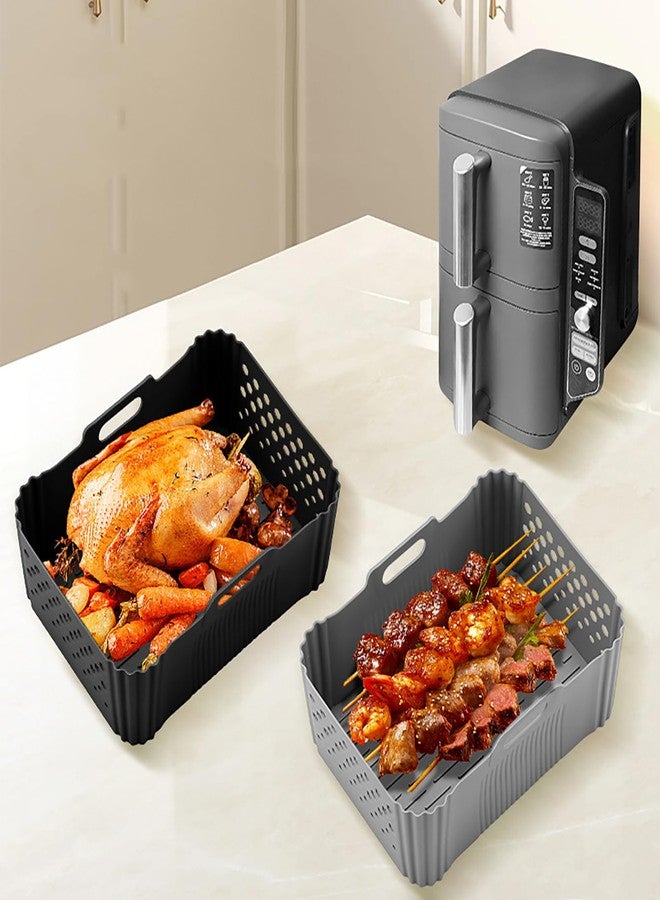 LYHOLKEER Silicone Air Fryer Liners for Ninja 10QT DoubleStack XL 2-Basket SL401 SL400 SL451 Airfryer,2PCS Reusable Rectangle Perforated Silicone Liners for Ninja DZ302 DZ401 DZ550 Dual Air Fryer Accessories - Image 4