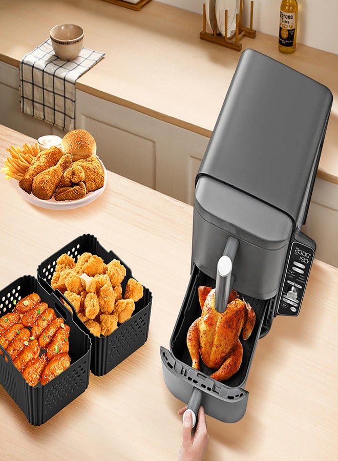 LYHOLKEER Silicone Air Fryer Liners for Ninja 10QT DoubleStack XL 2-Basket SL401 SL400 SL451 Airfryer,2PCS Reusable Rectangle Perforated Silicone Liners for Ninja DZ302 DZ401 DZ550 Dual Air Fryer Accessories - Image 5