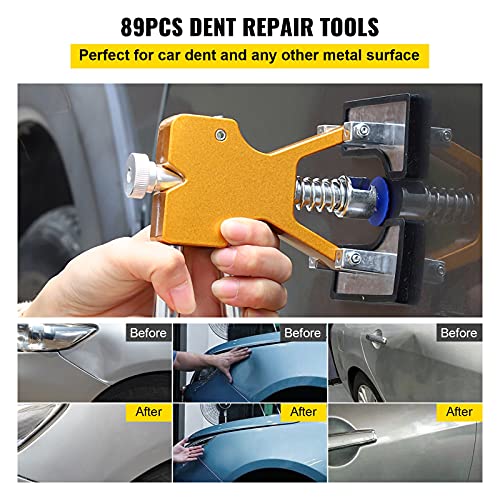 VEVOR Paintless Dent Removal Rods, 89 PCS Paintless Dent Repair Tools, Golden Lifter Puller Car Dent Repair Kit, Glue Puller Tabs Dent Puller Kit for Auto Dent Removal, Minor Dents, Door Dings - Image 2