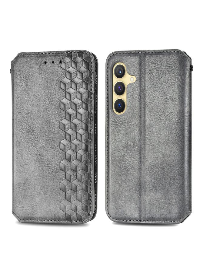 اس-توب جراب لهاتف Samsung Galaxy S24+ 5G جراب هاتف جلدي مغناطيسي مضغوط بشبكة مكعبة - Image 2