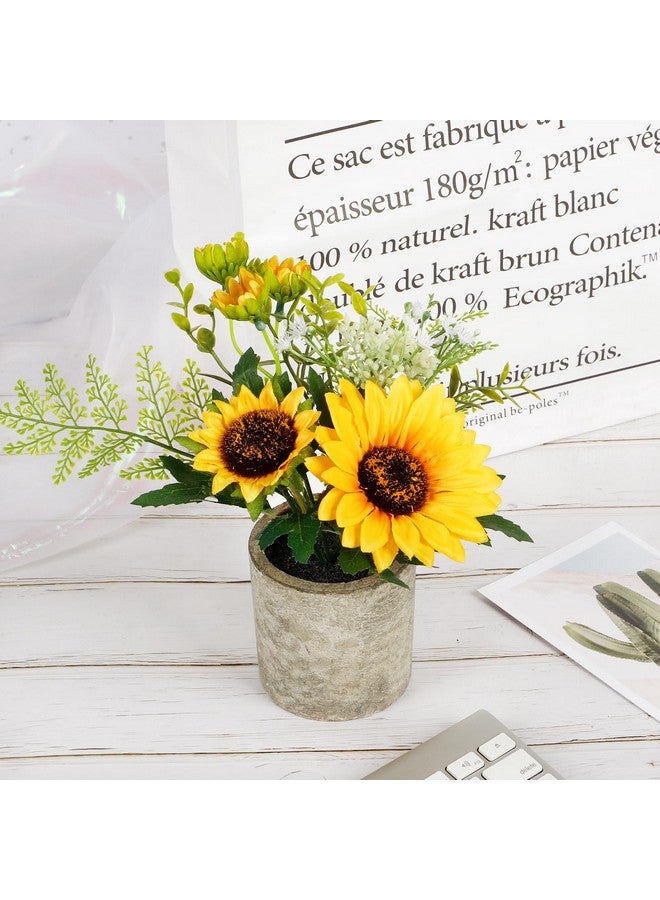 COCOBOO Sunflower Artificial Flowers Pot, Sunflower Decor, Yellow Fake Flower in Pots, for Home Bathroom Kitchen - Image 5