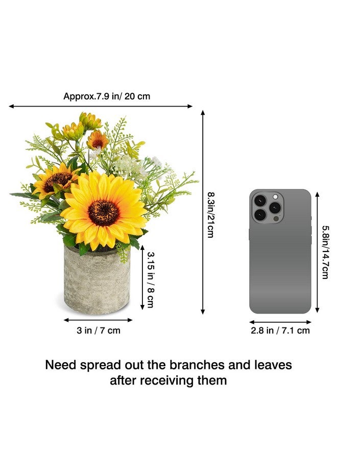 COCOBOO Sunflower Artificial Flowers Pot, Sunflower Decor, Yellow Fake Flower in Pots, for Home Bathroom Kitchen - Image 2
