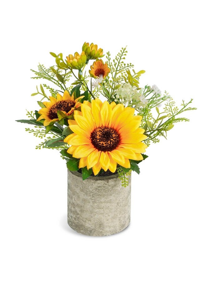 COCOBOO Sunflower Artificial Flowers Pot, Sunflower Decor, Yellow Fake Flower in Pots, for Home Bathroom Kitchen - Image 1