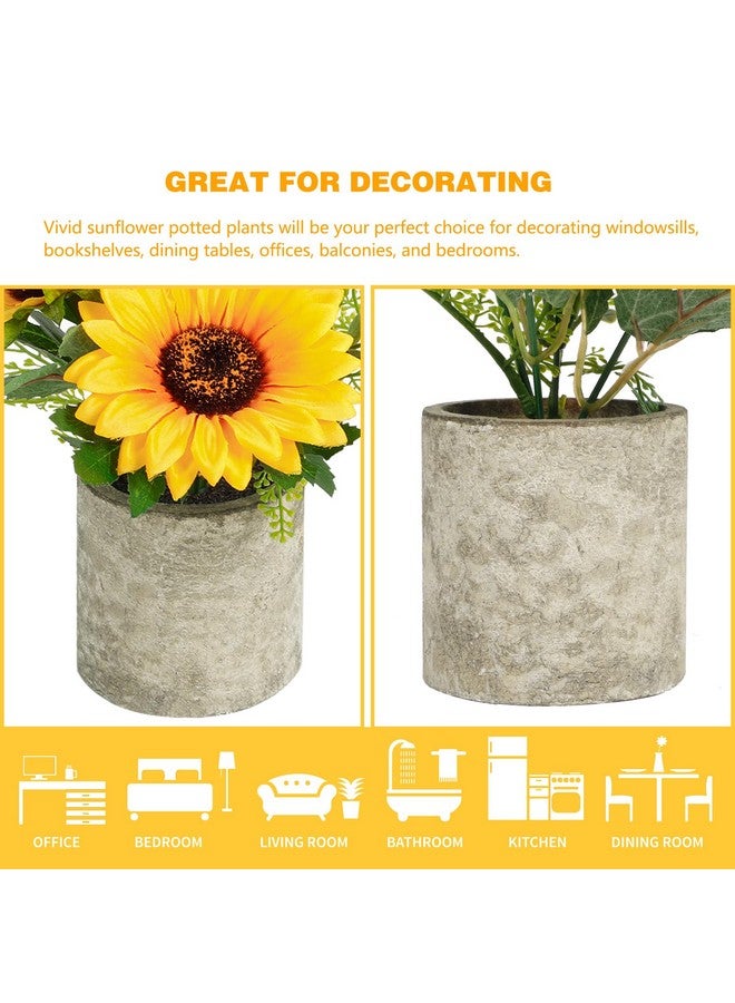 COCOBOO Sunflower Artificial Flowers Pot, Sunflower Decor, Yellow Fake Flower in Pots, for Home Bathroom Kitchen - Image 4