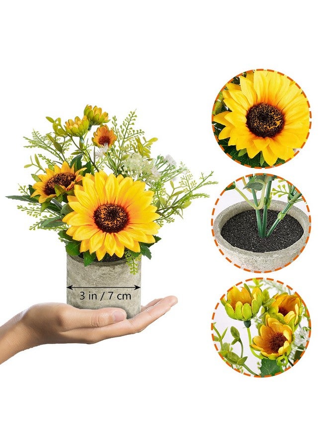 COCOBOO Sunflower Artificial Flowers Pot, Sunflower Decor, Yellow Fake Flower in Pots, for Home Bathroom Kitchen - Image 3