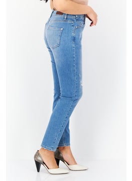 Zero Women Relaxed Fit Washed Stretchable Denim Jeans, Blue  - Image 4