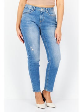 Zero Women Relaxed Fit Washed Stretchable Denim Jeans, Blue  - Image 1