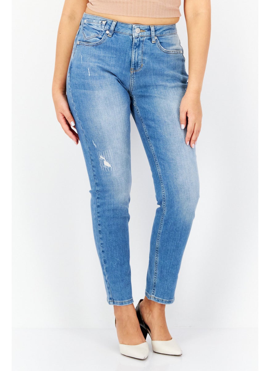 Zero Women Relaxed Fit Washed Stretchable Denim Jeans, Blue  - Image 1