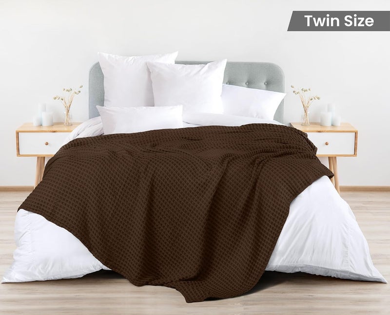 Utopia Bedding Cotton Waffle Blanket 300 GSM (Brown - 228x182 cm) Soft Lightweight Breathable Bed Blanket Big Size Layering Any Bed for All Season - Image 2