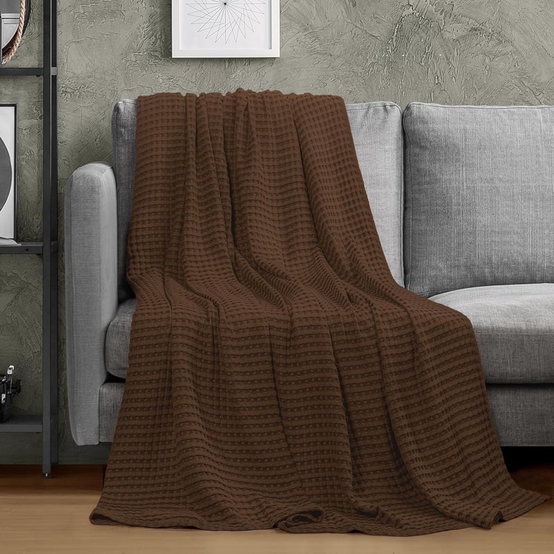 Utopia Bedding Cotton Waffle Blanket 300 GSM (Brown - 228x182 cm) Soft Lightweight Breathable Bed Blanket Big Size Layering Any Bed for All Season - Image 4