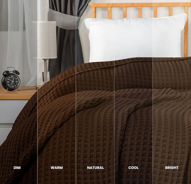 Utopia Bedding Cotton Waffle Blanket 300 GSM (Brown - 228x182 cm) Soft Lightweight Breathable Bed Blanket Big Size Layering Any Bed for All Season - Image 3