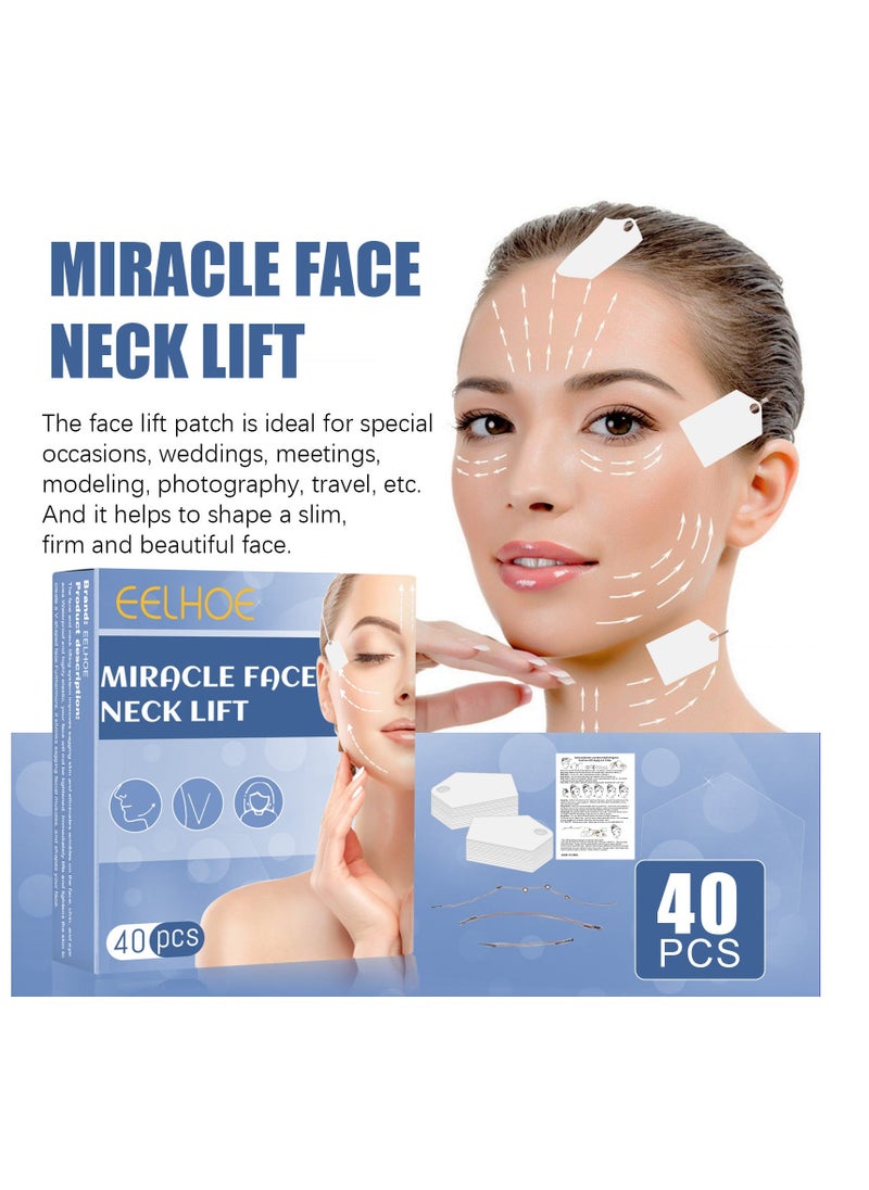 EELHOE 40 pcs Face Tape Face Lift Tape Face Tape Lifting Invisible Instant Face Lift Tapes and Bands for Jowls Secret Makeup Tape for Double Chin Face Lifting Sticker for Saggy Skin - Image 4