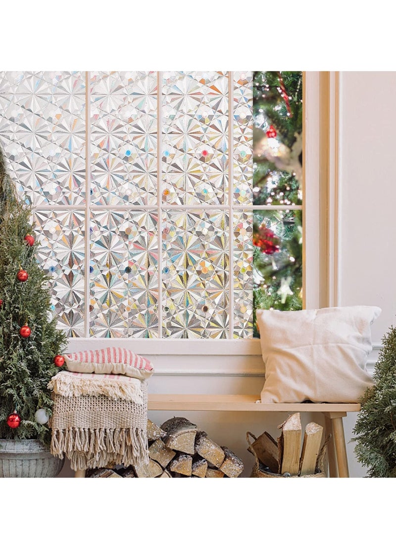 SYOSI فيلم خصوصية النوافذ زجاج ملون معالج ضد الضباب، ملصقات براقة ثلاثية الأبعاد، تغطية خشبية غير لاصقة لأبواب الحمام، تحجب أشعة الشمس، ملصقات قزحية (17.7x39.5 بوصة) - Image 5