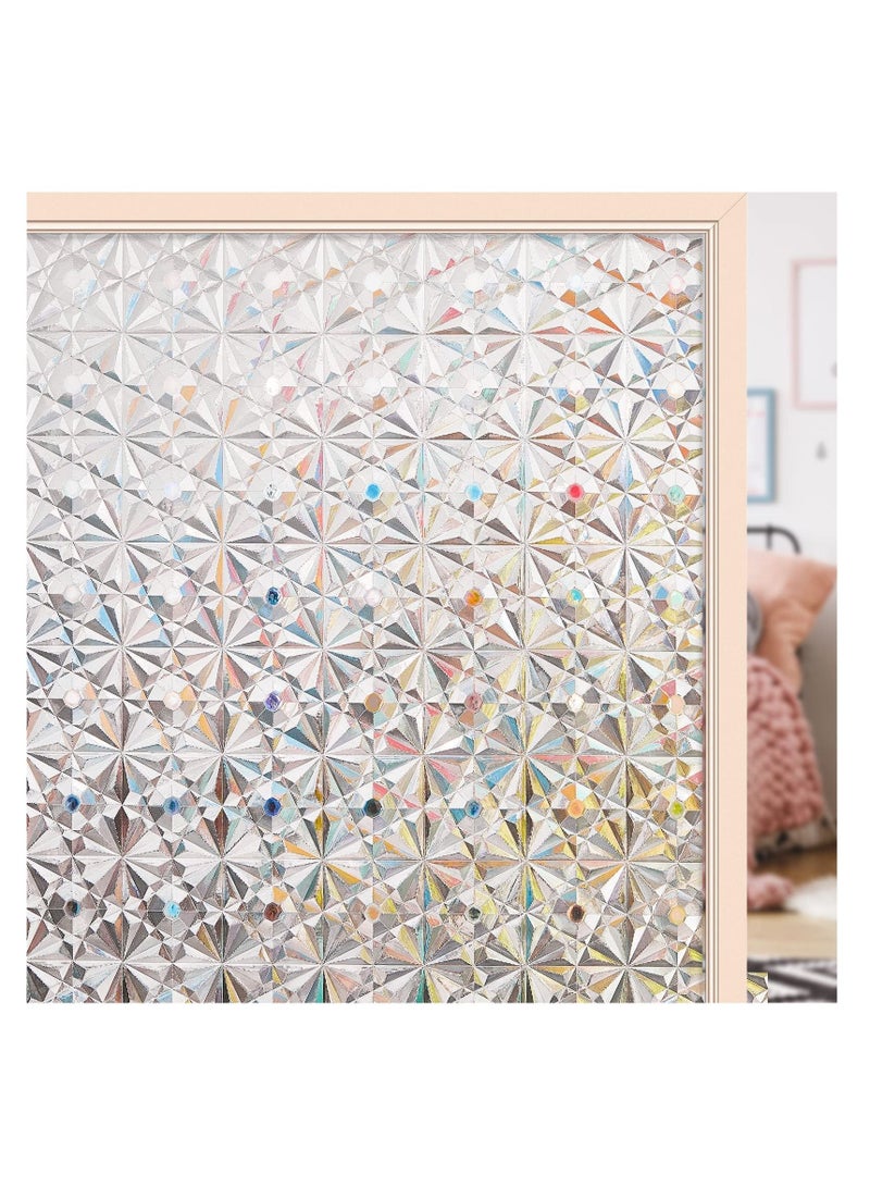 SYOSI فيلم خصوصية النوافذ زجاج ملون معالج ضد الضباب، ملصقات براقة ثلاثية الأبعاد، تغطية خشبية غير لاصقة لأبواب الحمام، تحجب أشعة الشمس، ملصقات قزحية (17.7x39.5 بوصة) - Image 1