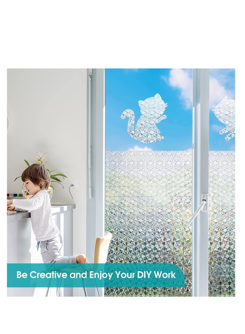 SYOSI فيلم خصوصية النوافذ زجاج ملون معالج ضد الضباب، ملصقات براقة ثلاثية الأبعاد، تغطية خشبية غير لاصقة لأبواب الحمام، تحجب أشعة الشمس، ملصقات قزحية (17.7x39.5 بوصة) - Image 4