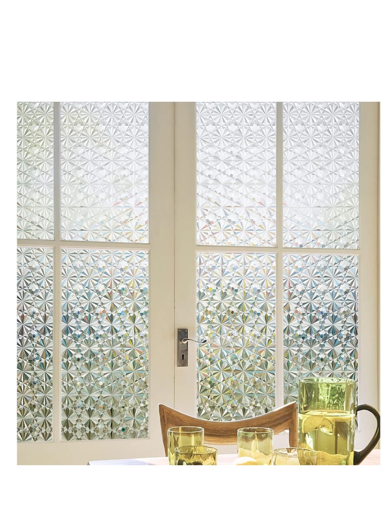 SYOSI فيلم خصوصية النوافذ زجاج ملون معالج ضد الضباب، ملصقات براقة ثلاثية الأبعاد، تغطية خشبية غير لاصقة لأبواب الحمام، تحجب أشعة الشمس، ملصقات قزحية (17.7x39.5 بوصة) - Image 2